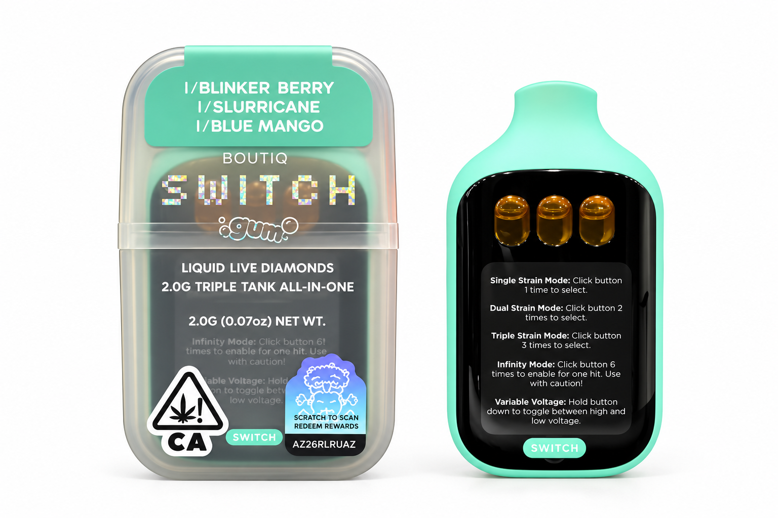 Boutiq Switch Gum 2G - (I) Blinker Berry / (I) Slurricane / (I) Blue Mango