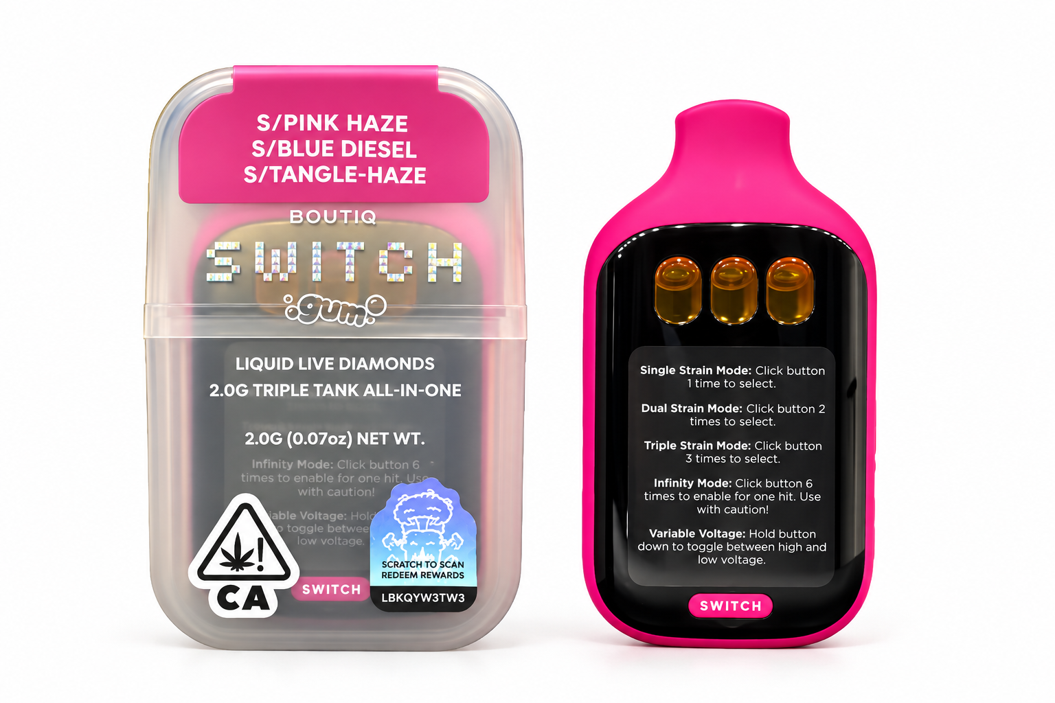 Boutiq Switch Gum 2G - (S) Pink Haze / (S) Blue Diesel / (S) Tangie-Haze
