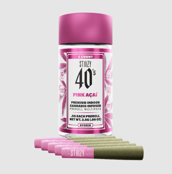 Stiiizy - Pink Acai (H).5G 40S Infused Preroll 5 Pack infused pre-roll