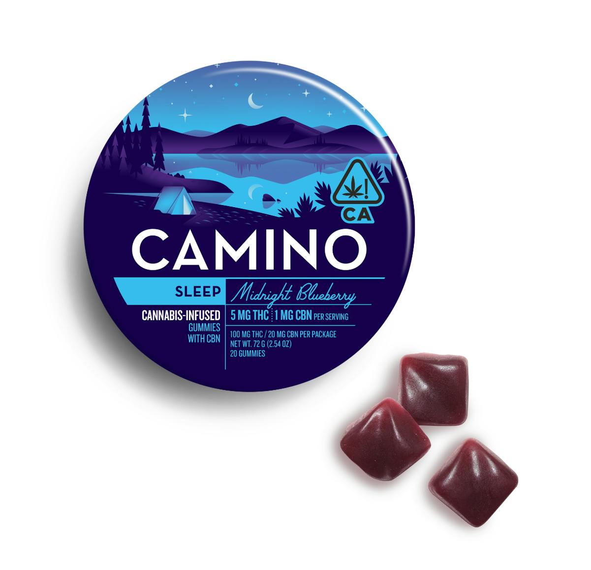 Camino - Midnight Blueberry Gummies - Thc:Cbn 5:1 - 100Mg - 20Ct - 5Mg/Ea