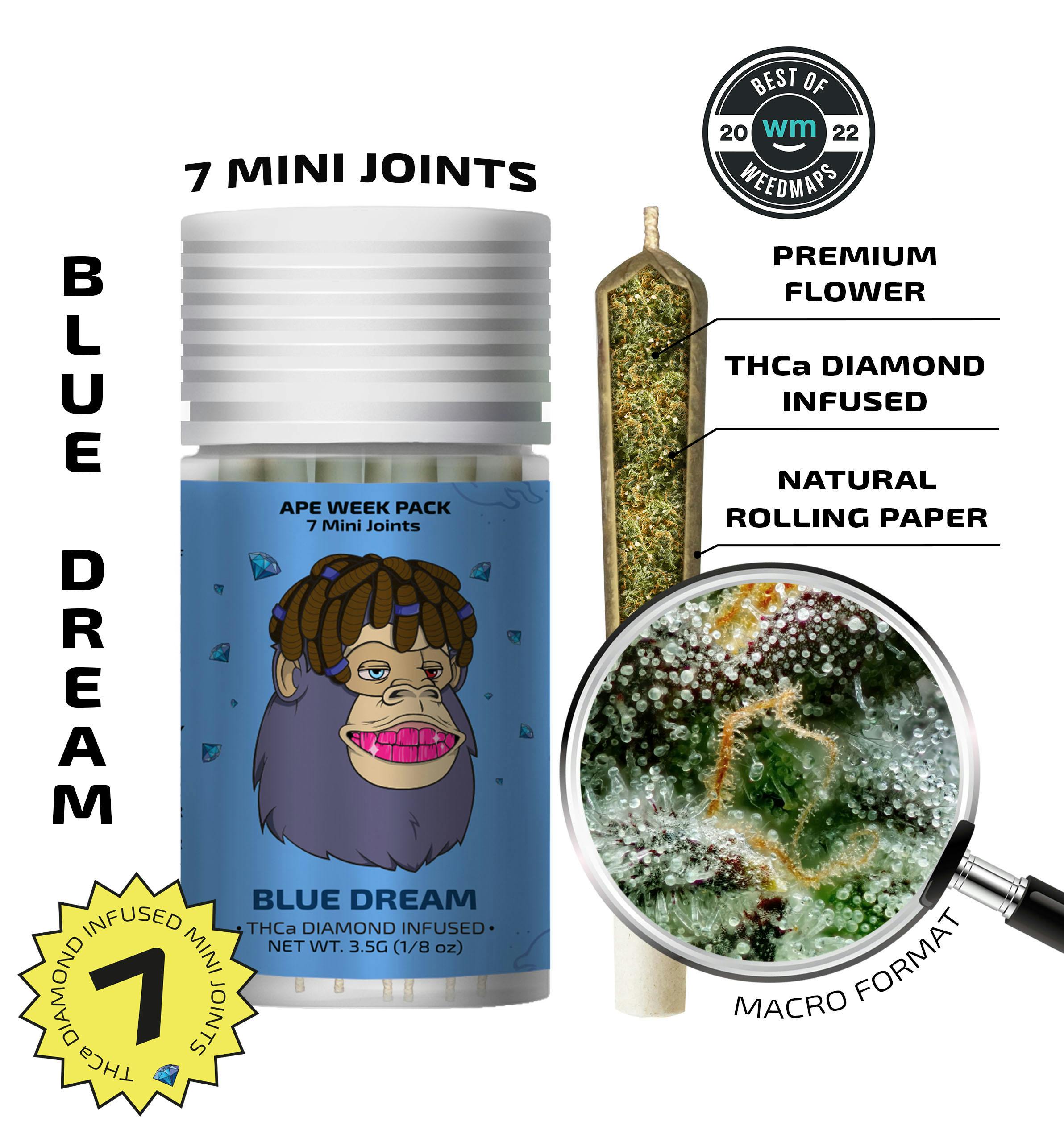 Ape - Blue Dream (S) 7 Diamond Infused Mini Joints (3.5G - 0.5G Each)