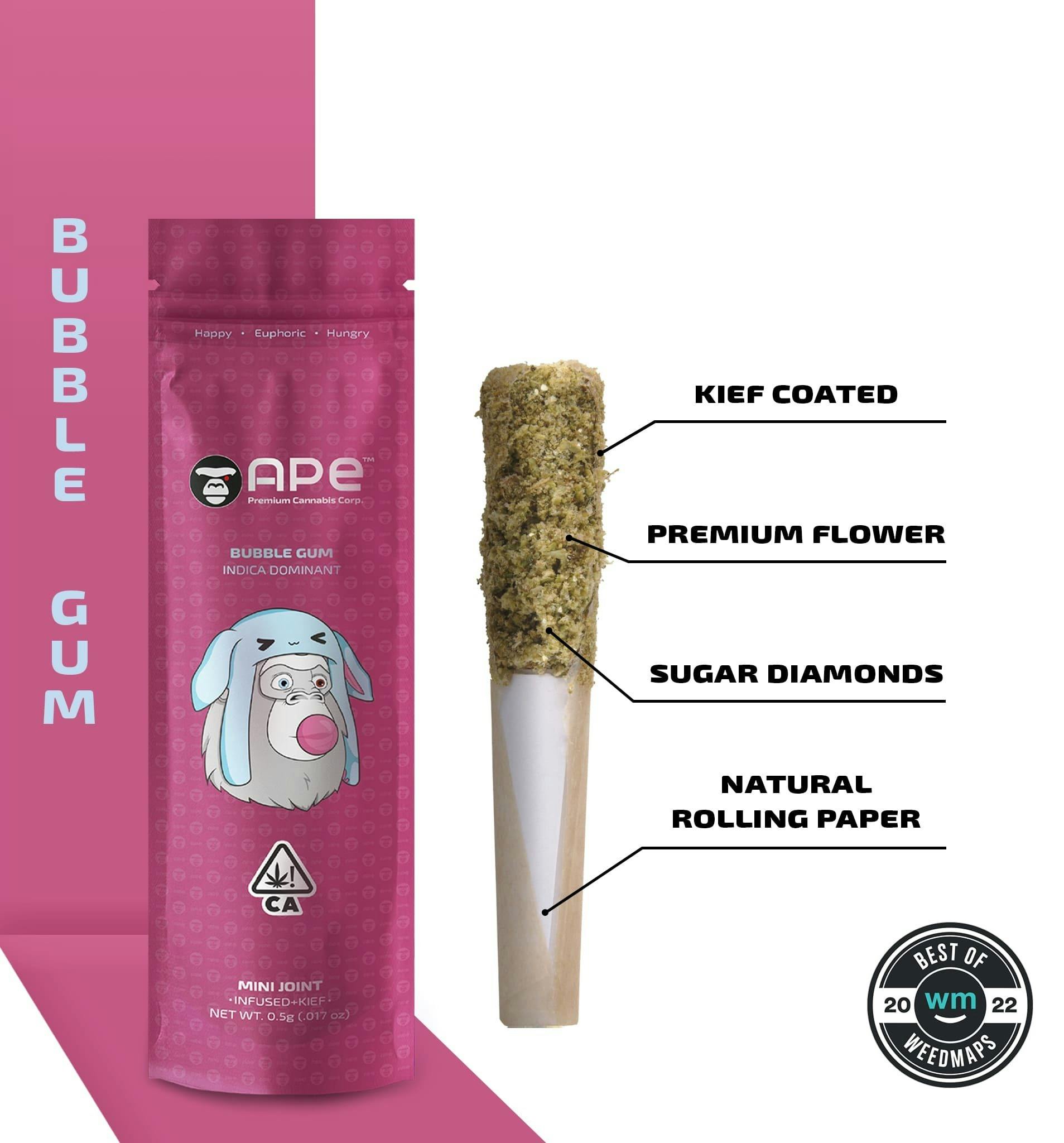 Ape (Bubble Gum) Mini Joint Infused+Kief (0.5G)
