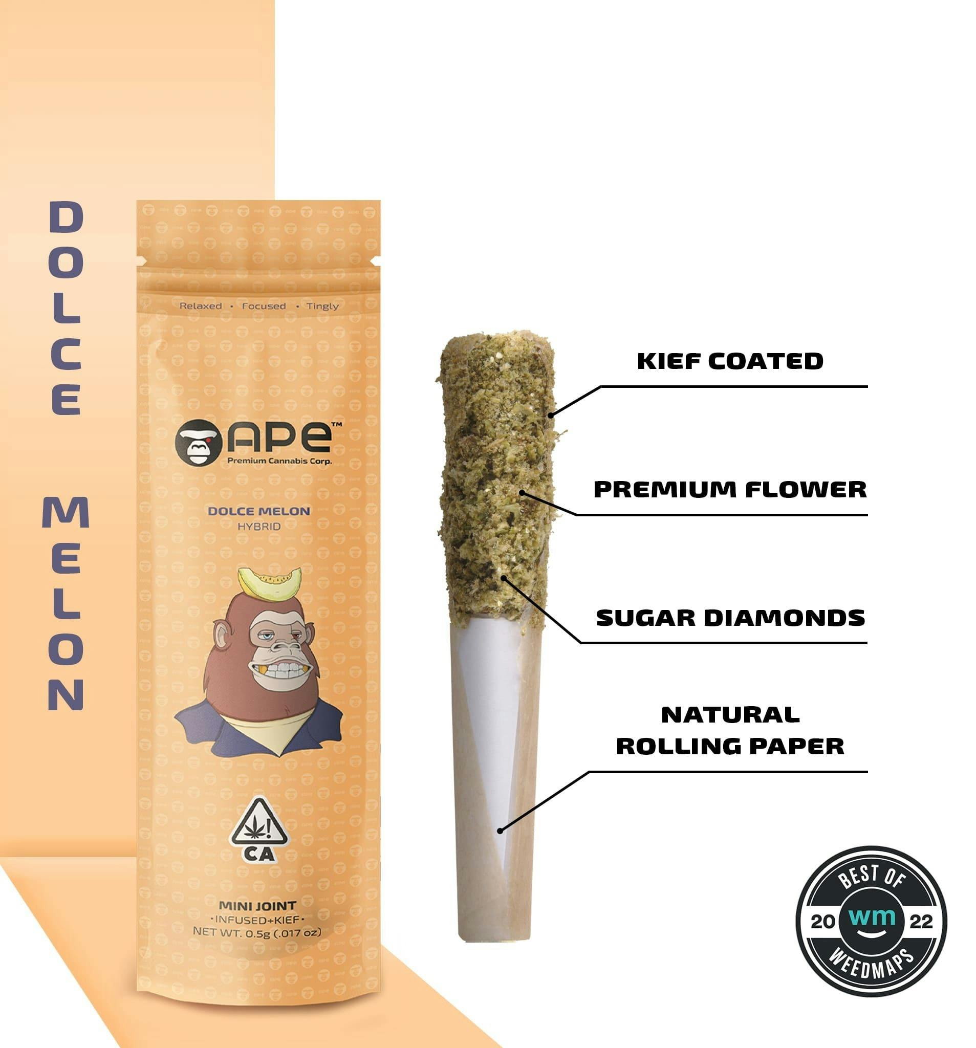 Ape (Dolce Melon) Mini Joint Infused+Kief (0.5G)
