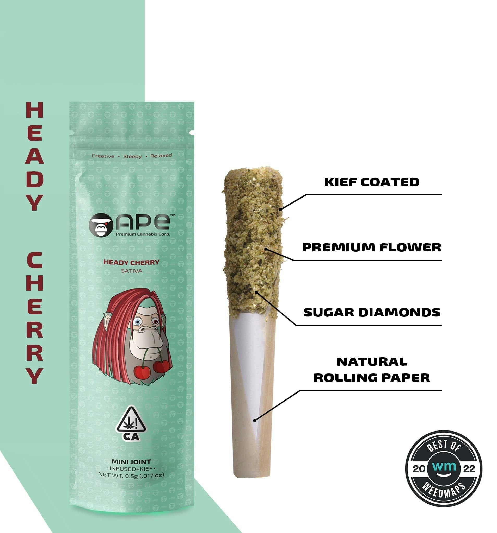 Ape (Heady Cherry) Mini Joint Infused+Kief (0.5G)