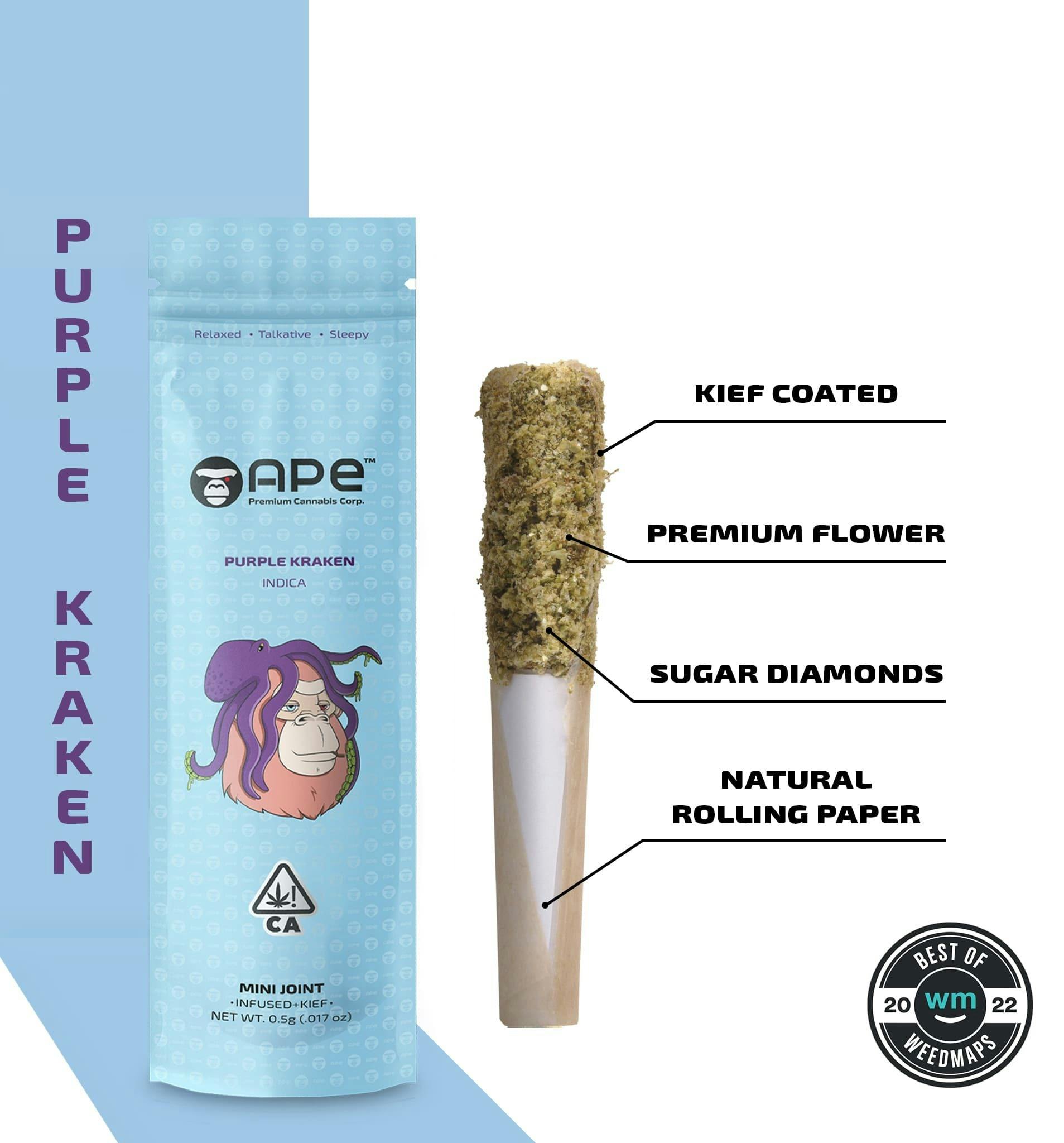 Ape (Purple Kraken) Mini Joint Infused+Kief (0.5G)
