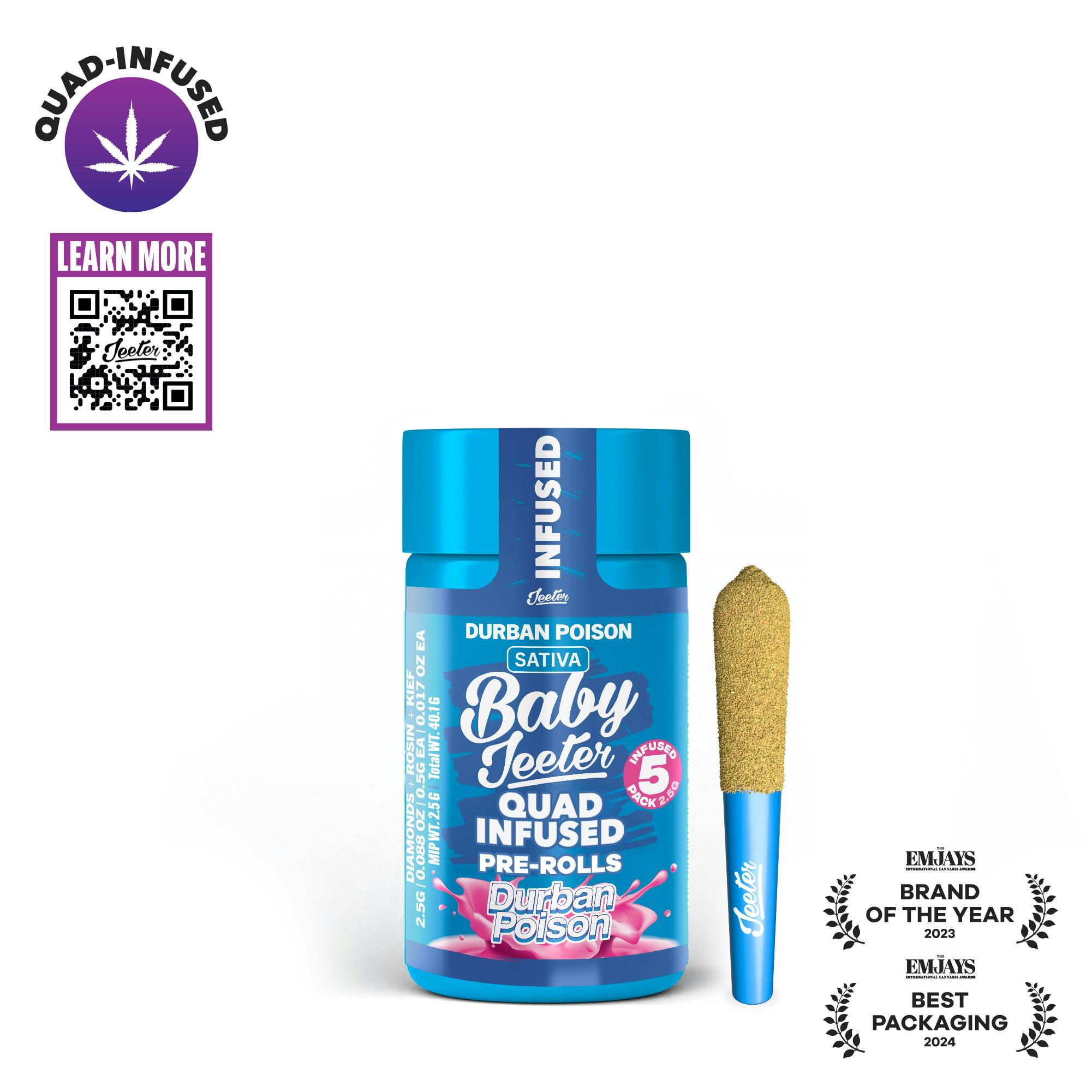 Baby Jeeter - Quad-Infused - Durban Poison infused pre-roll