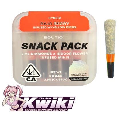 Boutiq Snack Pack 2.5G Live Diamond Mini Pre-Rolls-Baja Berry/Yellow Diesel(H)