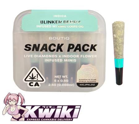 Boutiq Snack Pack 2.5G Live Diamond Mini Pre-Rolls-Blinker Berry/King Louie(I)
