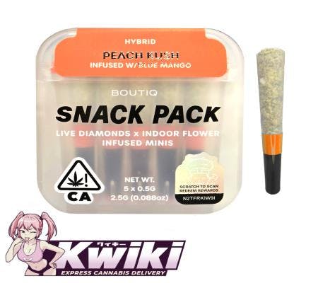 Boutiq Snack Pack 2.5G Live Diamond Mini Pre-Rolls-Peach Kush/Blue Mango(H)