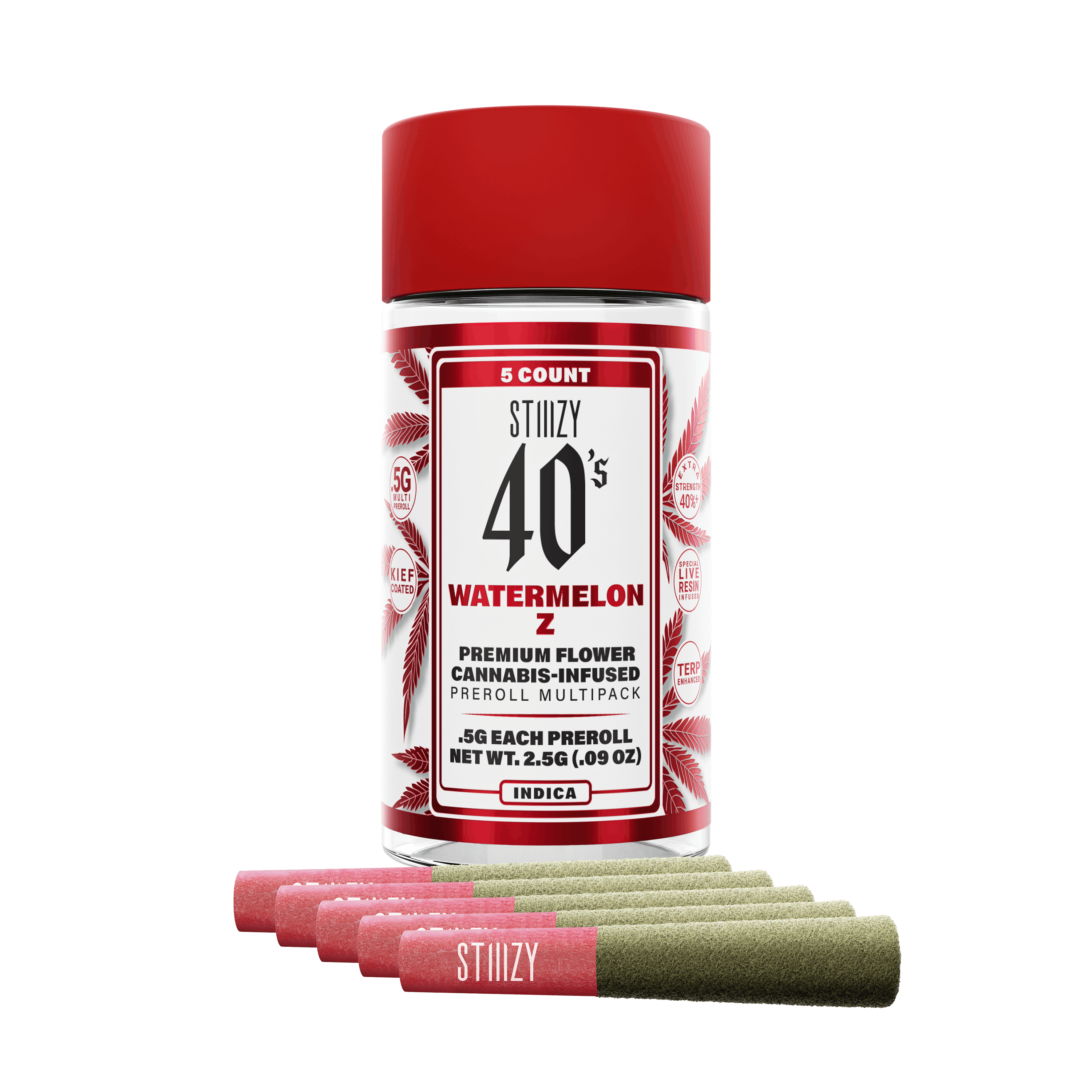 Stiiizy - Watermelon Z - .5G 40S Infused Preroll 5 Pack